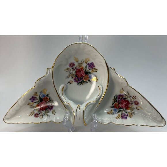 Bavaria 3 Compartment Floral Dish, No Chips - Picture 1 of 7